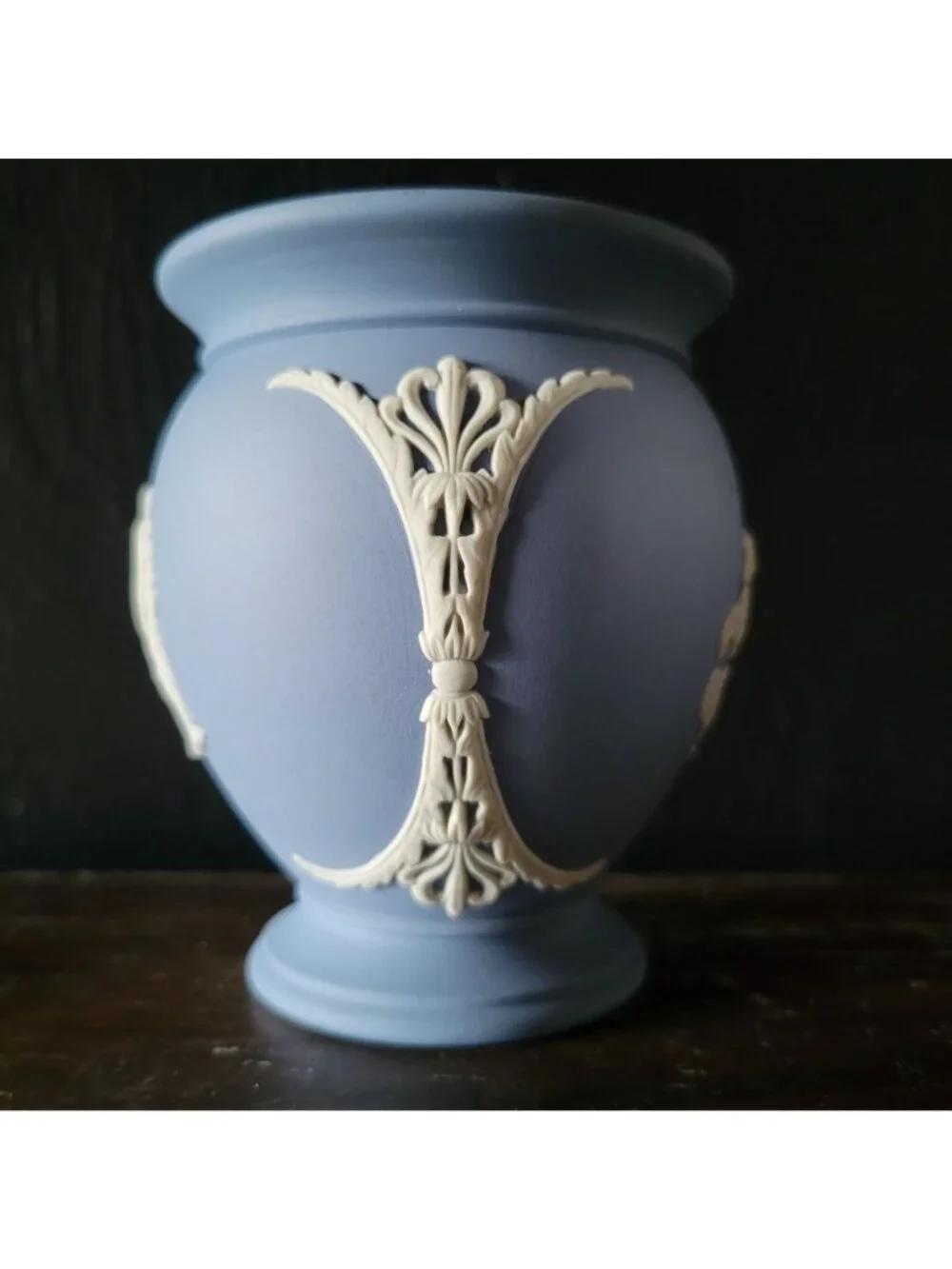 Vintage Wedgwood Jasperware Blue Vase Neoclassical Motif Small Posy Pot Vase